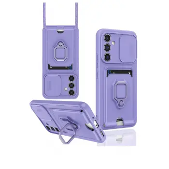 Lopard Samsung Galaxy S23 Fe Kılıf Zuma Kartvizitli Yüzüklü Silikon - Lila