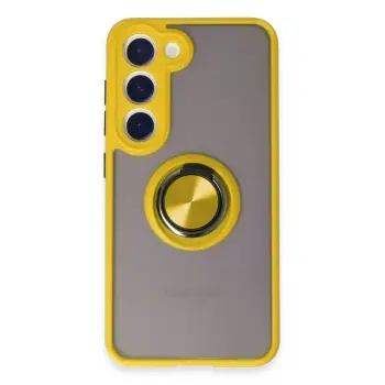 Lopard Samsung Galaxy S23 Kılıf Montreal Yüzüklü Silikon Kapak - Sarı