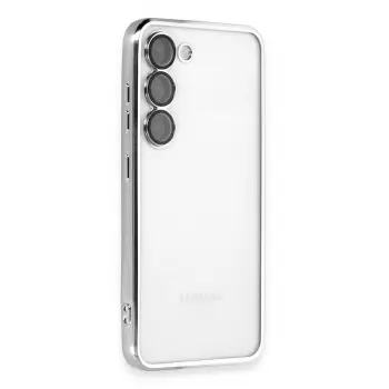 Lopard Samsung Galaxy S23 Kılıf Razer Lensli Silikon - Gümüş