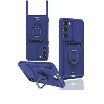 Lopard Samsung Galaxy S23 Plus Kılıf Zuma Kartvizitli Yüzüklü Silikon - Lacivert