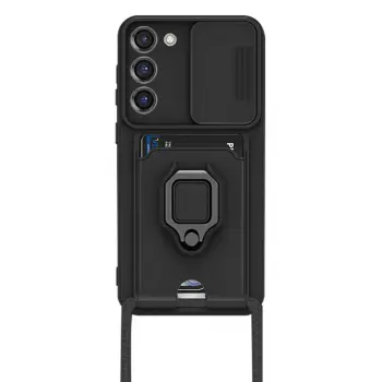 Lopard Samsung Galaxy S23 Plus Kılıf Zuma Kartvizitli Yüzüklü Silikon - Siyah