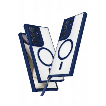 Lopard Samsung Galaxy S23 Ultra Kılıf Enka Magsafe Silikon Kılıf - Lacivert