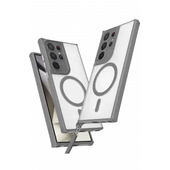 Lopard Samsung Galaxy S23 Ultra Kılıf Enka Magsafe Silikon Kılıf - Titan Gri