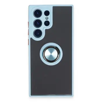 Lopard Samsung Galaxy S23 Ultra Kılıf Montreal Yüzüklü Silikon Kapak - Buz Mavi