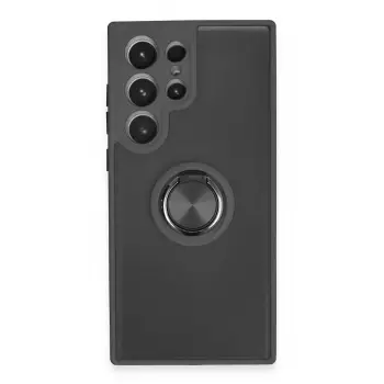Lopard Samsung Galaxy S23 Ultra Kılıf Montreal Yüzüklü Silikon Kapak - Siyah