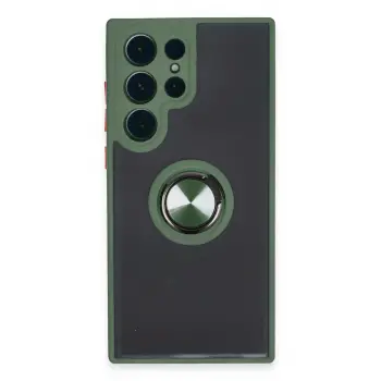 Lopard Samsung Galaxy S23 Ultra Kılıf Montreal Yüzüklü Silikon Kapak - Yeşil