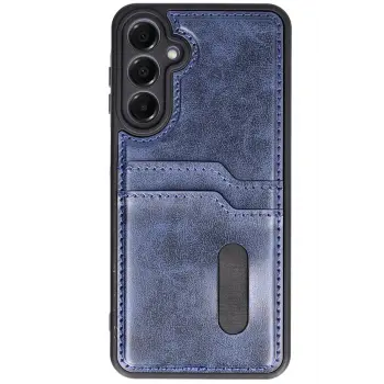 Lopard Samsung Galaxy S24 Fe Kılıf Sara Kartvizitli Deri Kılıf - Lacivert