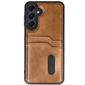 Lopard Samsung Galaxy S24 Fe Kılıf Sara Kartvizitli Deri Kılıf - Taba