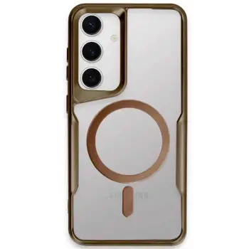 Lopard Samsung Galaxy S24 Kılıf Boyi Magsafe Silikon Kapak - Kahverengi