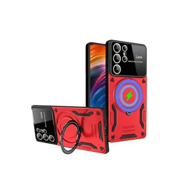 Lopard Samsung Galaxy S24 Ultra Kılıf Joy Lens Standlı Kapak - Kırmızı