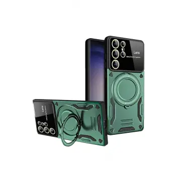 Lopard Samsung Galaxy S24 Ultra Kılıf Joy Lens Standlı Kapak - Koyu Yeşil