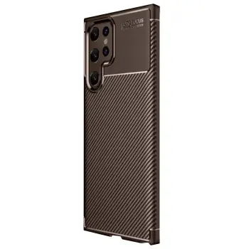 Lopard Samsung Galaxy S25 Ultra Kılıf Auto Focus Karbon Kapak - Kahverengi