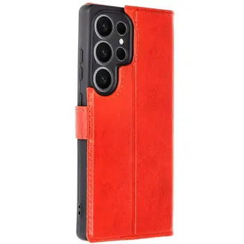 Lopard Samsung Galaxy S25 Ultra Kılıf Trend S Plus Kapaklı Kılıf - Kırmızı