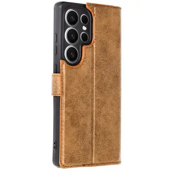 Lopard Samsung Galaxy S25 Ultra Kılıf Trend S Plus Kapaklı Kılıf - Taba