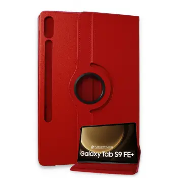 Lopard Samsung Galaxy X610 Tab S9 Fe Plus 12.4 Kılıf 360 Tablet Deri Kılıf - Kırmızı