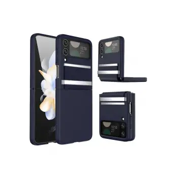 Lopard Samsung Galaxy Z Flip 4 Kılıf Belt Flip Kapak - Lacivert