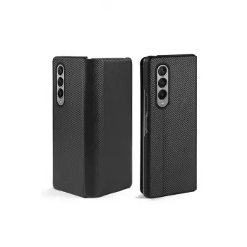 Lopard Samsung Galaxy Z Fold 3 Kılıf Fold Karbon Kapak - Siyah