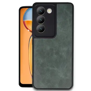 Lopard Vivo V30 Lite 4g Kılıf Aras Deri Kapak - Koyu Yeşil