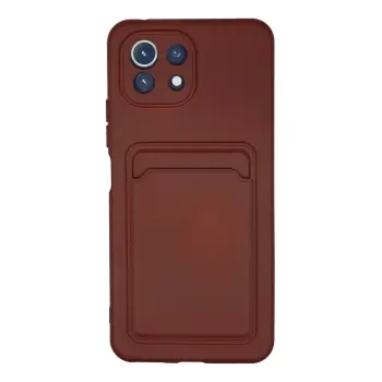 Lopard Xiaomi Mi 11 Lite Kılıf Kelvin Kartvizitli Silikon - Bordo