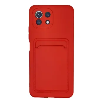 Lopard Xiaomi Mi 11 Lite Kılıf Kelvin Kartvizitli Silikon - Kırmızı