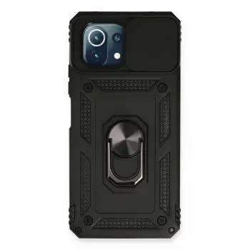 Lopard Xiaomi Mi 11 Lite Kılıf Pars Lens Yüzüklü Silikon - Siyah