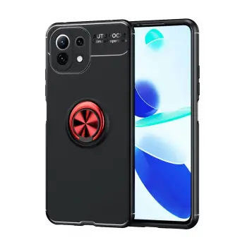 Lopard Xiaomi Mi 11 Lite Kılıf Range Yüzüklü Silikon - Siyah-kırmızı