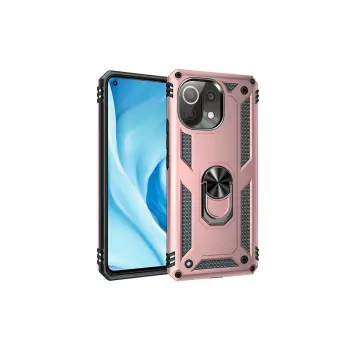 Lopard Xiaomi Mi 11 Lite Kılıf Sofya Yüzüklü Silikon Kapak - Rose