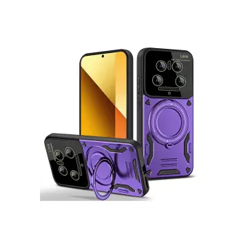 Lopard Xiaomi Mi 14 Ultra Kılıf Joy Lens Standlı Kapak - Mor
