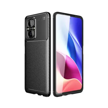 Lopard Xiaomi Poco M5 Kılıf Auto Focus Karbon Kapak - Siyah