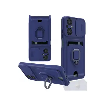 Lopard Xiaomi Poco M5 Kılıf Zuma Kartvizitli Yüzüklü Silikon - Lacivert