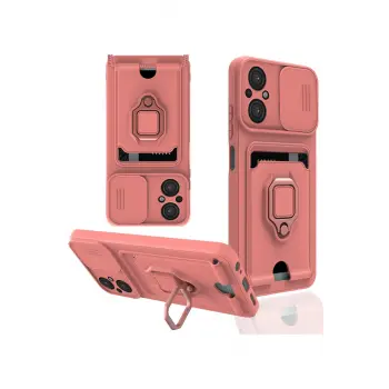 Lopard Xiaomi Poco M5 Kılıf Zuma Kartvizitli Yüzüklü Silikon - Pembe