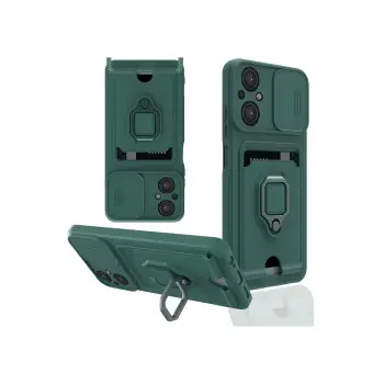 Lopard Xiaomi Poco M5 Kılıf Zuma Kartvizitli Yüzüklü Silikon - Yeşil