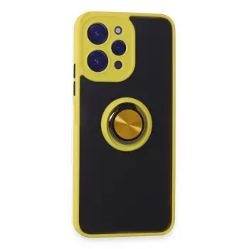 Lopard Xiaomi Redmi 12 Kılıf Montreal Yüzüklü Silikon Kapak - Sarı