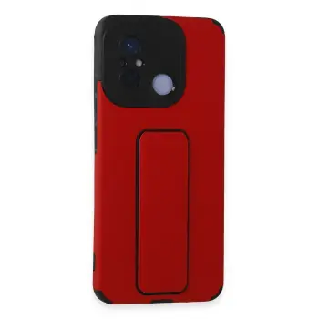 Lopard Xiaomi Redmi 12c Kılıf Mega Standlı Silikon - Kırmızı