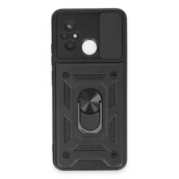 Lopard Xiaomi Redmi 12c Kılıf Pars Lens Yüzüklü Silikon - Siyah