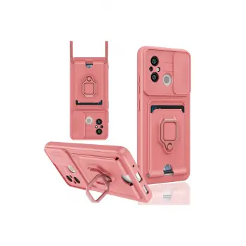 Lopard Xiaomi Redmi 12c Kılıf Zuma Kartvizitli Yüzüklü Silikon - Pembe