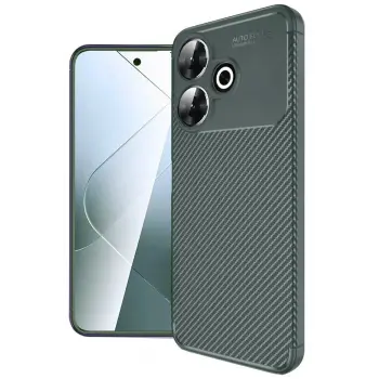 Lopard Xiaomi Redmi 13 4g Kılıf Auto Focus Karbon Kapak - Koyu Yeşil