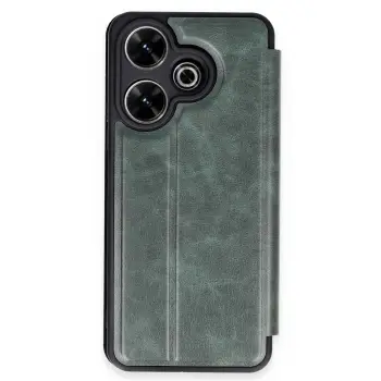 Lopard Xiaomi Redmi 13 4g Kılıf Flip Cover - Koyu Yeşil