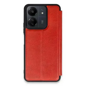 Lopard Xiaomi Redmi 13c Kılıf Flip Cover - Kırmızı