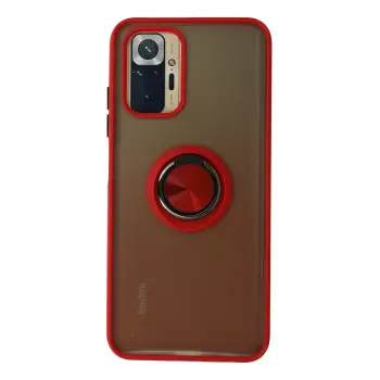 Lopard Xiaomi Redmi Note 10 Kılıf Montreal Yüzüklü Silikon Kapak - Kırmızı