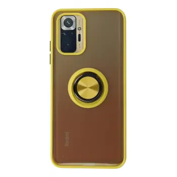 Lopard Xiaomi Redmi Note 10 Kılıf Montreal Yüzüklü Silikon Kapak - Sarı