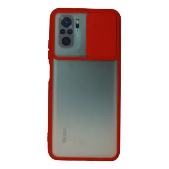 Lopard Xiaomi Redmi Note 10 Kılıf Palm Buzlu Kamera Sürgülü Silikon - Kırmızı