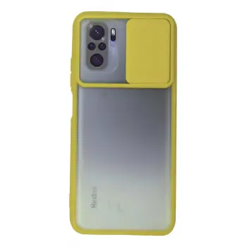 Lopard Xiaomi Redmi Note 10 Kılıf Palm Buzlu Kamera Sürgülü Silikon - Sarı