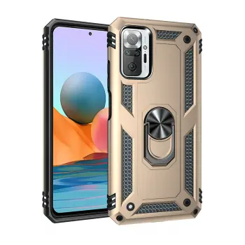 Lopard Xiaomi Redmi Note 10 Pro Kılıf Sofya Yüzüklü Silikon Kapak - Gold