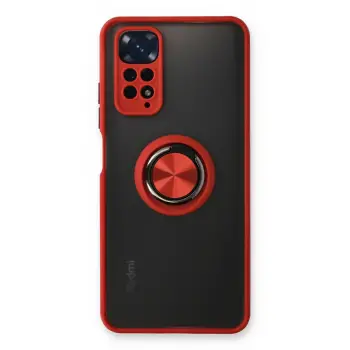 Lopard Xiaomi Redmi Note 11 Kılıf Montreal Yüzüklü Silikon Kapak - Kırmızı
