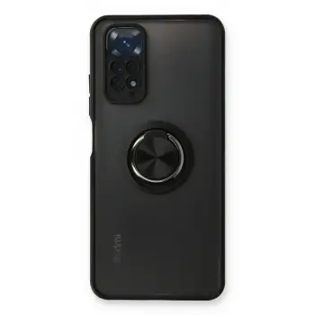 Lopard Xiaomi Redmi Note 11 Kılıf Montreal Yüzüklü Silikon Kapak - Siyah