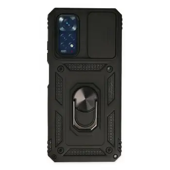 Lopard Xiaomi Redmi Note 11 Kılıf Pars Lens Yüzüklü Silikon - Siyah