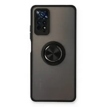 Lopard Xiaomi Redmi Note 11 Pro Kılıf Montreal Yüzüklü Silikon Kapak - Siyah