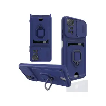 Lopard Xiaomi Redmi Note 11 Pro Kılıf Zuma Kartvizitli Yüzüklü Silikon - Lacivert