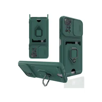 Lopard Xiaomi Redmi Note 11 Pro Kılıf Zuma Kartvizitli Yüzüklü Silikon - Yeşil